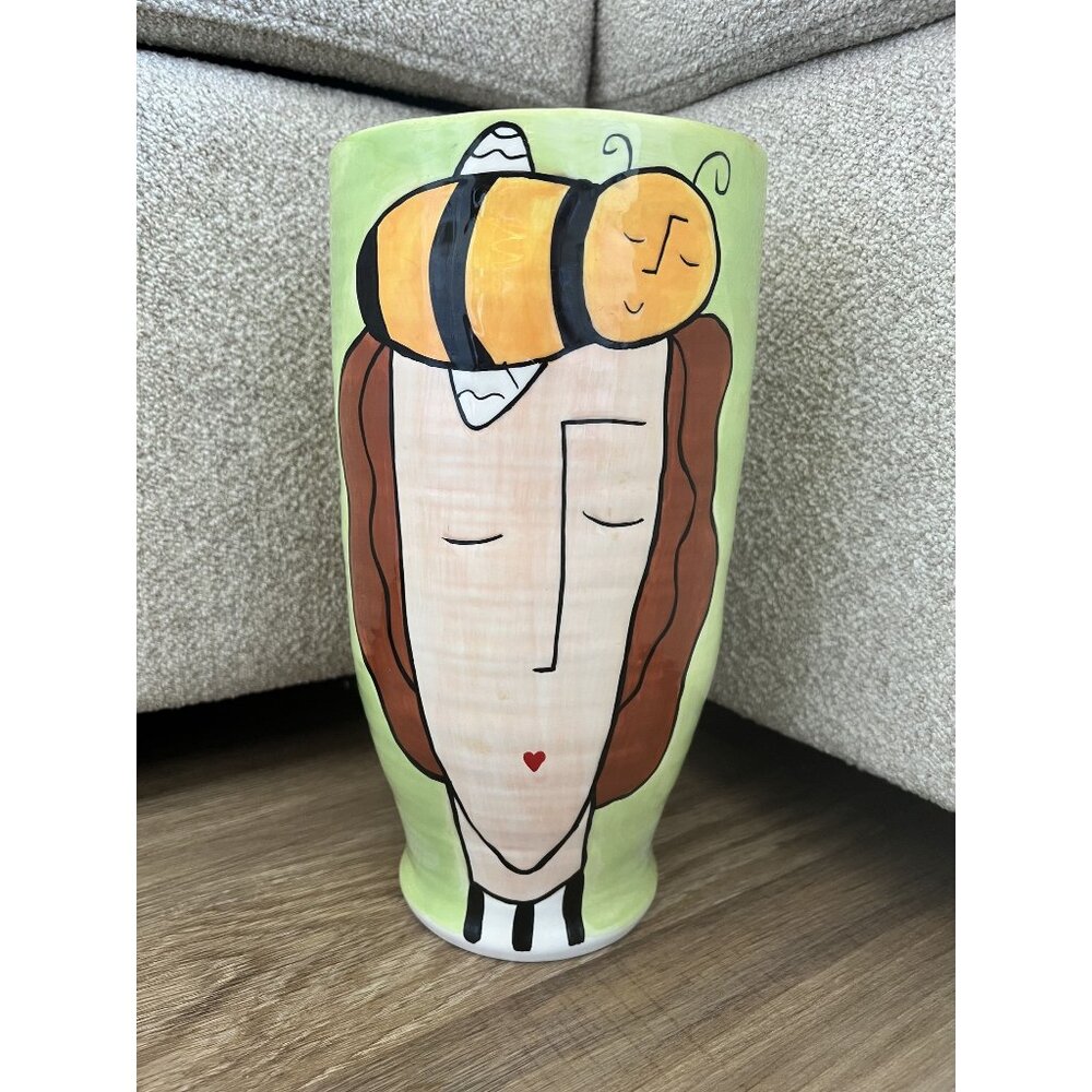 FINAL CLEARANCE Sandra Magsamen By Silvestri BEE HAPPY ceramic vase in box‎